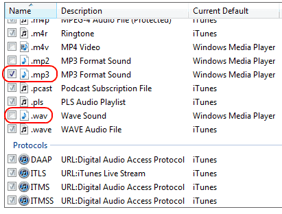 Win7 Select files for iTunes to open