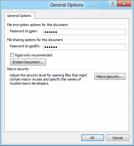 Word 2010 setting password on document