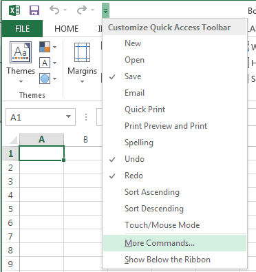 Excel More Commands option